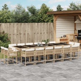 Set comedor de jardín 17 pzas con cojines ratán sintético beige de , Conjuntos de jardín - Ref: Foro24-3211606, Precio: 964,7...