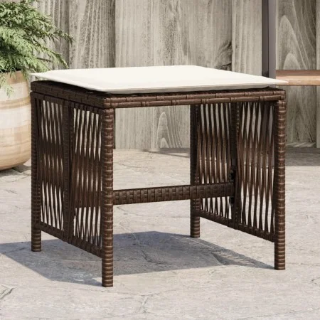 Garden stools with cushions 4 pcs synthetic brown rattan by , Outdoor ottomans - Ref: Foro24-365058, Price: 98,78 €, Discount: %