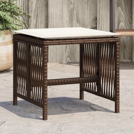 Taburetes de jardín con cojines 4 uds ratán sintético marrón de , Otomanas de exterior - Ref: Foro24-365058, Precio: 92,70 €,...