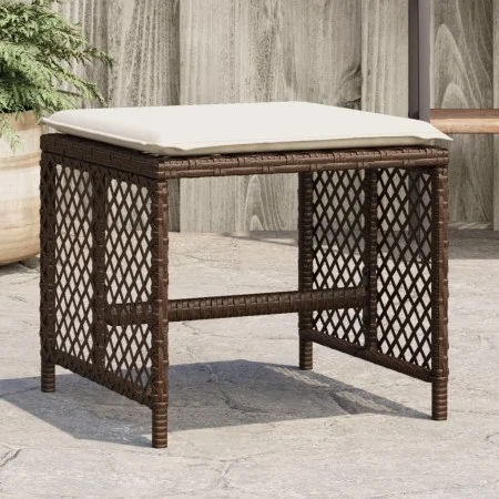 Garden stools with cushions 4 pcs synthetic brown rattan by , Outdoor ottomans - Ref: Foro24-365051, Price: 97,99 €, Discount: %