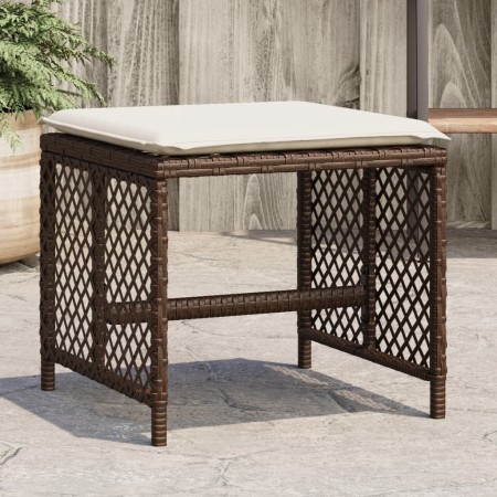 Gartenhocker mit Kissen, 4 Stück, braunes Kunststoffrattan von , Hocker für den Außenbereich - Ref: Foro24-365051, Preis: 99,...