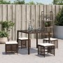 Gartenhocker mit Kissen, 4 Stück, braunes Kunststoffrattan von , Hocker für den Außenbereich - Ref: Foro24-365051, Preis: 99,...