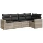 Gartensofa-Set und Kissen, 5-teilig, aus hellem grauem Kunststoff-Rattan. von , Gartensets - Ref: Foro24-3218922, Preis: 359,...