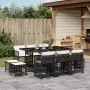 Set de comedor jardín 11 pzas con cojines ratán sintético negro de , Conjuntos de jardín - Ref: Foro24-3211686, Precio: 550,7...