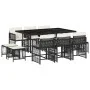 Set de comedor jardín 11 pzas con cojines ratán sintético negro de , Conjuntos de jardín - Ref: Foro24-3211686, Precio: 550,7...