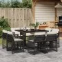 Set de comedor de jardín 9 pzas y cojines ratán sintético negro by , Garden sets - Ref: Foro24-3211734, Price: 499,83 €, Disc...