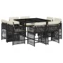 Set de comedor de jardín 9 pzas y cojines ratán sintético negro by , Garden sets - Ref: Foro24-3211734, Price: 499,83 €, Disc...