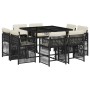 Set de comedor de jardín 9 pzas y cojines ratán sintético negro by , Garden sets - Ref: Foro24-3211734, Price: 460,54 €, Disc...