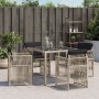 Gartensofas mit Kissen, 4 Stück, aus hellem grauem Kunststoff-Rattan. von , Gartenstühle - Ref: Foro24-364971, Preis: 180,94 ...