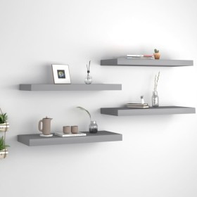 Estantes flotantes de pared 4 uds MDF gris 60x23,5x3,8 cm de vidaXL, Estantes y estanterías - Ref: Foro24-323855, Precio: 50,...