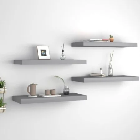 Floating wall shelves 4 pcs MDF gray 60x23.5x3.8 cm by vidaXL, Shelves and shelves - Ref: Foro24-323855, Price: 49,46 €, Disc...