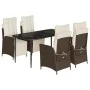 Garten-Essgruppe, 5-teilig, mit braunen Kunststoff-Rattan-Kissen. von , Gartensets - Ref: Foro24-3213409, Preis: 683,87 €, Ra...