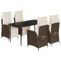 Set comedor de jardín 5 piezas y cojines ratán sintético marrón de , Conjuntos de jardín - Ref: Foro24-3213409, Precio: 631,6...