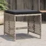 Garden stools and cushions 4 pcs light gray PE rattan 41x41x36cm by , Outdoor ottomans - Ref: Foro24-365053, Price: 101,79 €,...