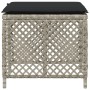 Taburetes jardín y cojines 4 uds ratán PE gris claro 41x41x36cm de , Otomanas de exterior - Ref: Foro24-365053, Precio: 95,69...
