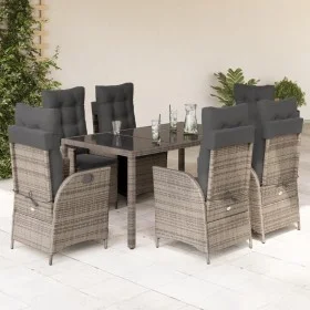 Garden dining set 7 pieces and gray synthetic rattan cushions by , Garden sets - Ref: Foro24-3213080, Price: 975,05 €, Discou...