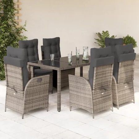 Set comedor jardín 7 pzas y cojines ratán sintético gris de , Conjuntos de jardín - Ref: Foro24-3213080, Precio: 974,97 €, De...
