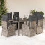 Garten-Essgruppe, 7-teilig, mit grauen Polstern aus synthetischem Rattan. von , Gartensets - Ref: Foro24-3213080, Preis: 873,...