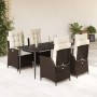 Set comedor de jardín 5 piezas y cojines ratán sintético marrón de , Conjuntos de jardín - Ref: Foro24-3213198, Precio: 591,33 €