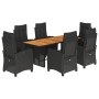 Garten-Essgruppe 7-teilig mit schwarzen Polstern aus synthetischem Rattan von , Gartensets - Ref: Foro24-3212936, Preis: 943,...
