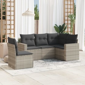 Set de sofás jardín y cojines 5 pzas ratán sintético gris claro by , Garden sets - Ref: Foro24-3218962, Price: 345,53 €, Disc...
