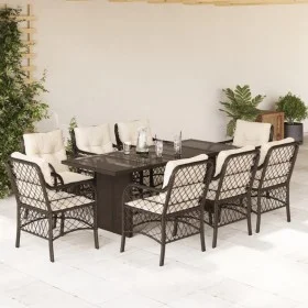 Garden dining set 9 pieces and brown synthetic rattan cushions by , Garden sets - Ref: Foro24-3212059, Price: 967,54 €, Disco...