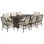 Set comedor para jardín 9 pzas y cojines ratán sintético marrón de , Conjuntos de jardín - Ref: Foro24-3212059, Precio: 967,4...