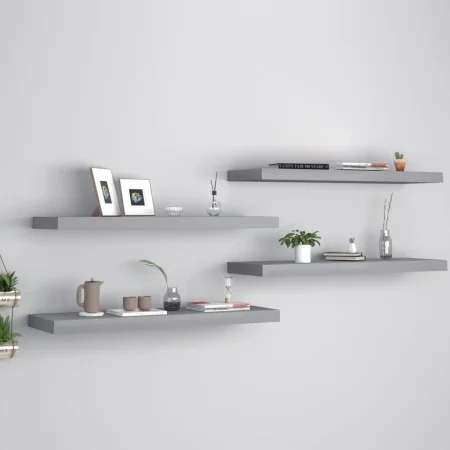 Set of 4 gray MDF floating wall shelves 80x23.5x3.8 cm by vidaXL, Shelves and shelves - Ref: Foro24-323858, Price: 58,69 €, D...