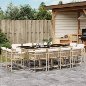 Garden dining set with 13-piece synthetic rattan beige cushions. by , Garden sets - Ref: Foro24-3211582, Price: 834,96 €, Dis...