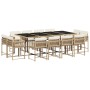 Garden dining set with 13-piece synthetic rattan beige cushions. by , Garden sets - Ref: Foro24-3211582, Price: 729,00 €, Dis...