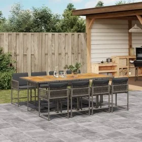 Set comedor jardín 9 pzas y cojines ratán sintético gris by , Garden sets - Ref: Foro24-3211466, Price: 639,98 €, Discount: %