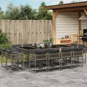 Garden dining set with 13-piece synthetic rattan gray cushions by , Garden sets - Ref: Foro24-3211580, Price: 836,36 €, Disco...