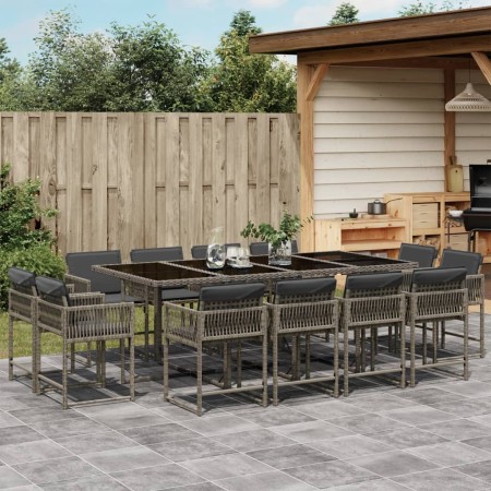 Garden dining set with 13-piece synthetic rattan gray cushions by , Garden sets - Ref: Foro24-3211580, Price: 674,77 €, Disco...