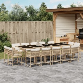 Garden dining set with 15-piece synthetic rattan beige cushions. by , Garden sets - Ref: Foro24-3211594, Price: 846,87 €, Dis...