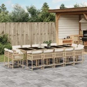 Garden dining set with 15-piece synthetic rattan beige cushions. by , Garden sets - Ref: Foro24-3211594, Price: 970,13 €, Dis...