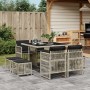 Garden dining set 9 pieces with light gray synthetic rattan cushions by , Garden sets - Ref: Foro24-3210959, Price: 379,77 €,...
