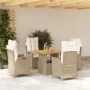 Set comedor de jardín 5 pzas con cojines ratán sintético beige de , Conjuntos de jardín - Ref: Foro24-3277470, Precio: 671,33...