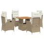 Set comedor de jardín 5 pzas con cojines ratán sintético beige de , Conjuntos de jardín - Ref: Foro24-3277470, Precio: 569,72 €