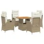 Set comedor de jardín 5 pzas con cojines ratán sintético beige de , Conjuntos de jardín - Ref: Foro24-3277470, Precio: 671,33...