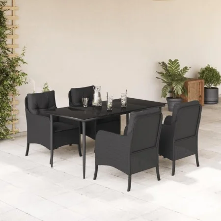 Gartenmöbel-Set, 5-teilig, mit schwarzen Polstern aus synthetischem Rattan von , Gartensets - Ref: Foro24-3211923, Preis: 521...