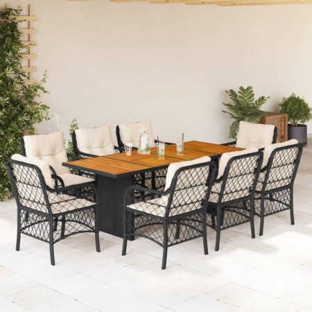 9 pcs garden dining set and cushions synthetic rattan black by , Garden sets - Ref: Foro24-3212071, Price: 827,42 €, Discount: %