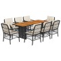 9 pcs garden dining set and cushions synthetic rattan black by , Garden sets - Ref: Foro24-3212071, Price: 827,42 €, Discount: %