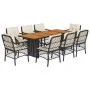 9 pcs garden dining set and cushions synthetic rattan black by , Garden sets - Ref: Foro24-3212071, Price: 970,30 €, Discount: %
