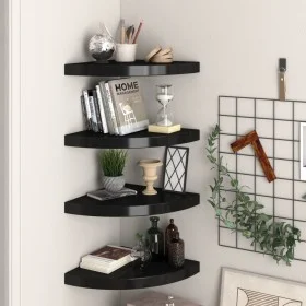 4 units of black 35x35x3.8 cm MDF floating corner shelves by vidaXL, Shelves and shelves - Ref: Foro24-323921, Price: 73,31 €...