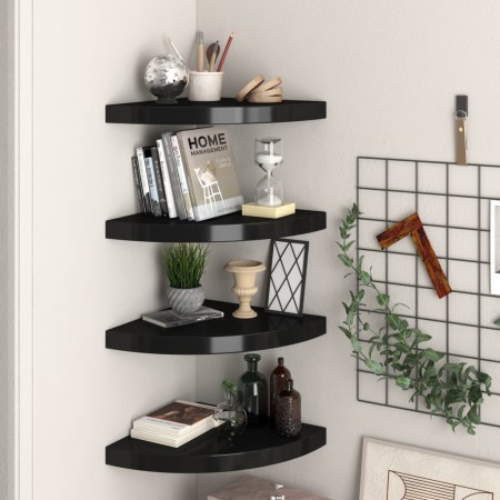 4 units of black 35x35x3.8 cm MDF floating corner shelves by vidaXL, Shelves and shelves - Ref: Foro24-323921, Price: 74,61 €...