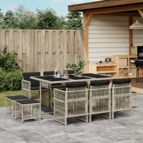 11-piece garden dining set with gray synthetic rattan cushions by , Garden sets - Ref: Foro24-3210971, Price: 566,39 €, Disco...