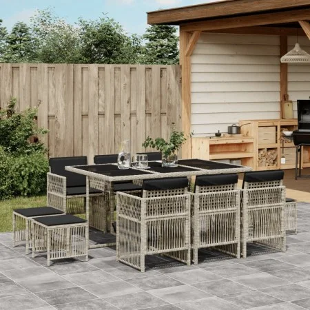 11-piece garden dining set with gray synthetic rattan cushions by , Garden sets - Ref: Foro24-3210971, Price: 566,39 €, Disco...