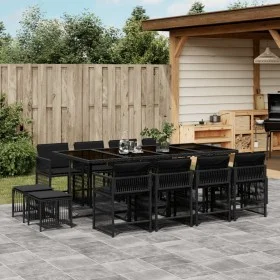 Garden dining set with 13-piece black synthetic rattan cushions. by , Garden sets - Ref: Foro24-3211699, Price: 763,73 €, Dis...