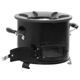 Schwarzer Camping-Holzofen aus Metall, 36x26x22,5 cm. von , Kamine - Ref: Foro24-319439, Preis: 83,85 €, Rabatt: %