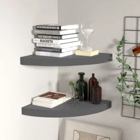 Corner floating shelves 2 units MDF glossy gray 35x35x3.8 cm by vidaXL, Shelves and shelves - Ref: Foro24-323914, Price: 41,6...